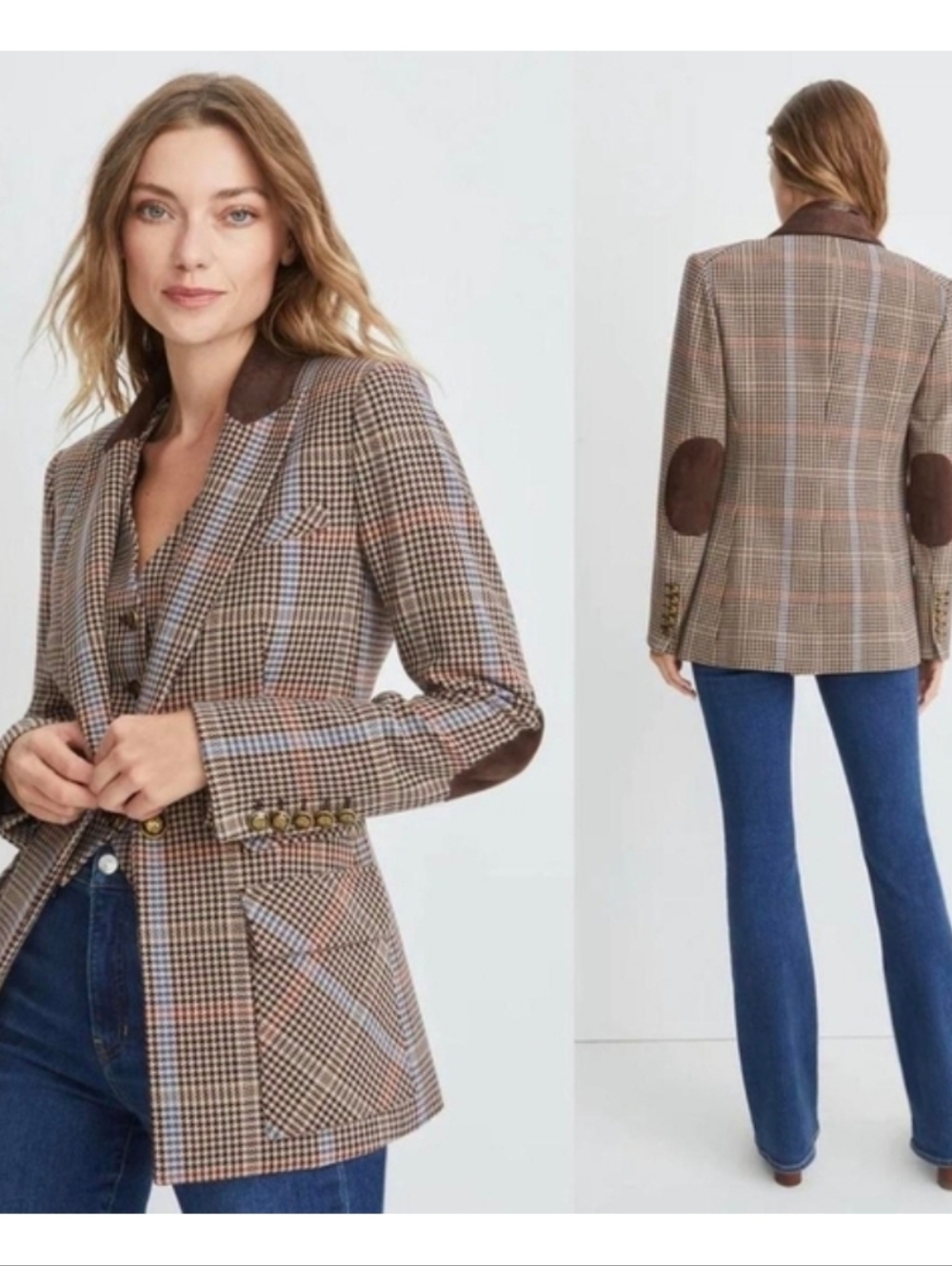 NWT Veronica Beard Destry Houndstooth Plaid Dickey Jacket Blazer Size 0